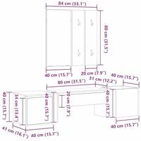 Halmeubelset Wandgemonteerd met spiegel 6 pcs Bewerkt hout - thumbnail