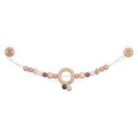 Goki houten wandelwagenketting hart roze met clips - thumbnail