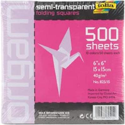 Transparant origami papier, 500 vierkante vellen FOLIA doorzichtig