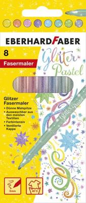 8 Glitter viltstiften pastelkleuren Eberhard Faber 551009