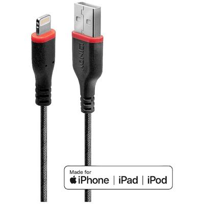 LINDY 31291 1m versterkt USB type A naar Lightning oplaadkabel