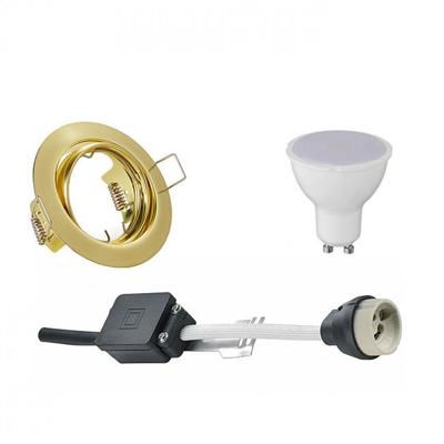 LED Spot Set Kantelbaar Rond - GU10 - Mat Goud - 4W - 6400K Helder Wit