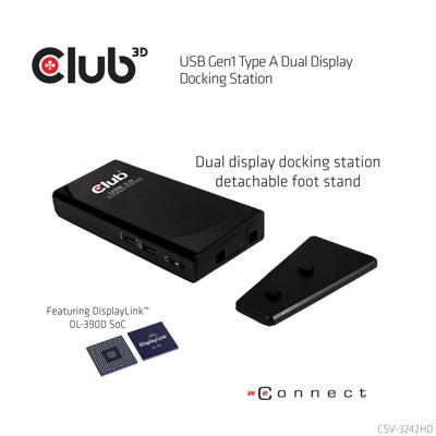 Club 3D USB Gen 1 Type A Dual Display Docking Station dockingstation