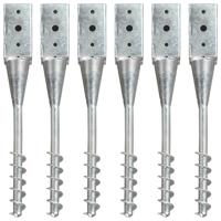 VidaXL Grondpinnen 6 st 7x7x56 cm gegalvaniseerd staal zilverkleurig - thumbnail