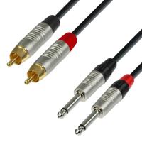 Adam Hall 4 Star TPC 0600 Rean verloopkabel 2x jack mono naar 2x RCA 6m - thumbnail