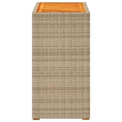 Tuinbijzettafel met houten blad 60x40x75 cm poly rattan beige