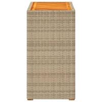 Tuinbijzettafel met houten blad 60x40x75 cm poly rattan beige - thumbnail