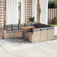 11-delige Tuinset met kussens poly rattan acacia beige - thumbnail