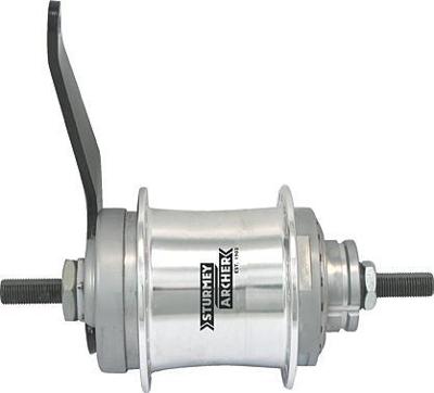 Sturmey archer versnellingsnaaf "duomatic kick-shift" two-speed hub silver st.a with back pedal 32 hole