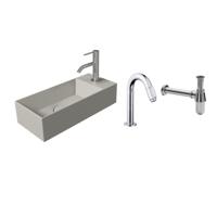 Salenzi Fonteinset Spy Mat Grijs 45x20 cm Chroom (Keuze uit 20 kranen) - thumbnail