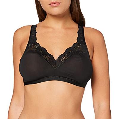 Romance Soft Bra BH zonder beugel - Zonder vulling en niet voorgevormde kanten Bh - Zwart - Wit