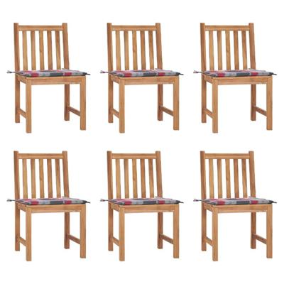Tuinstoelen 6 st met kussens massief teakhout