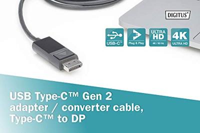 Digitus AK-300333-020-S USB-C-displaykabel USB-C / DisplayPort Adapterkabel USB-C stekker, DisplayPort-stekker 2.00 m Zwart Afgeschermd, Afgeschermd (dubbel)