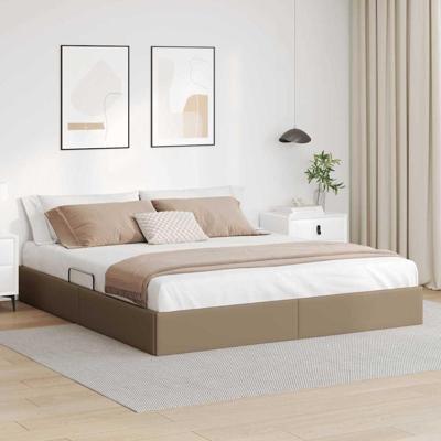 Opslag bed met matras Cappuccino 180 x 200 cm Kunstleer