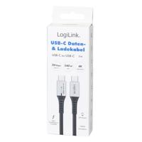 LogiLink CU0444 USB-C-kabel USB 3.2 Gen2x2 USB-C stekker 2.00 m Zwart Met LED, 4K UHD, Stekker past op beide manieren - thumbnail