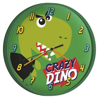 Crazy Dino groen wandklok 25 cm