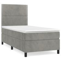 Boxspring met matras fluweel lichtgrijs 90x190 cm - thumbnail