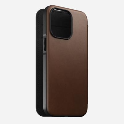 Nomad Modern Horween lederen folio iPhone 13 Pro - Brown