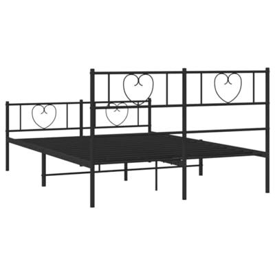 Bedframe met hoofd- en voeteneinde metaal zwart 135x190 cm