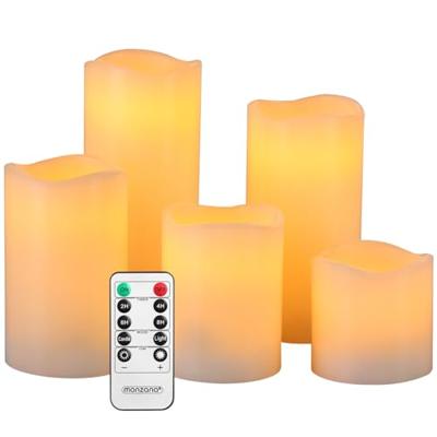 5 x LED waskaarsen flikkerend warm wit met afstandsbediening & timer 5 x LED waskaarsen flikkerend warm wit met afstandsbediening & timer