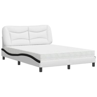 Bed met matras kunstleer wit en zwart 140x200 cm