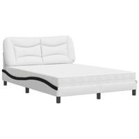 Bed met matras kunstleer wit en zwart 140x200 cm - thumbnail