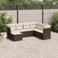 7-delige Loungeset met kussens poly rattan bruin - thumbnail