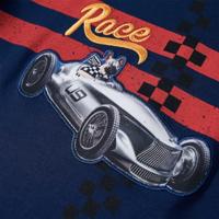 Kindershirt met lange mouwen hond in racewagenprint 104 marineblauw - thumbnail