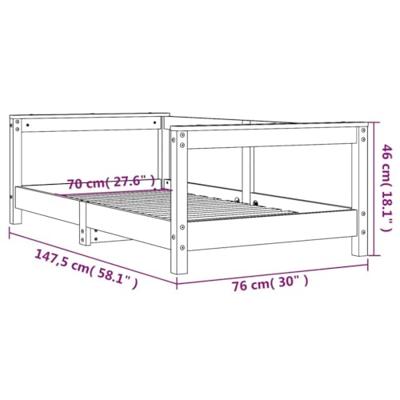 Kinderbedframe 70x140 cm massief grenenhout wit - thumbnail