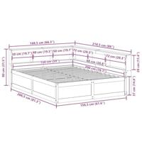 Bed met boekenkast zonder matras grenenhout wit 150x200 cm - thumbnail