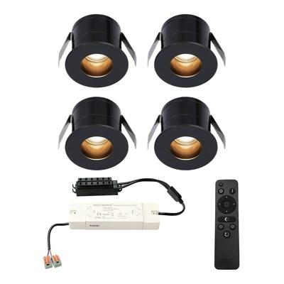Set van 4 Olivia LED Mini Inbouwspots met Trafo - 12 Volt 3 Watt 150 lumen - Dimbaar - Verzonken - Plat 36mm - 2700K - IP44 waterdicht - Zwart - Veranda Spotjes - Overkapping Spotjes Set van 4 Olivia LED Mini Inbouwspots met Trafo - 12 Volt 3 Watt 150 lumen - Dimbaar - Verzonken - Plat 36mm - 2700K - IP44 waterdicht - Zwart - Veranda Spotjes - Overkapping Spotjes
