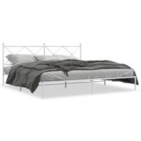 Bedframe met hoofdbord metaal wit 200x200 cm - thumbnail