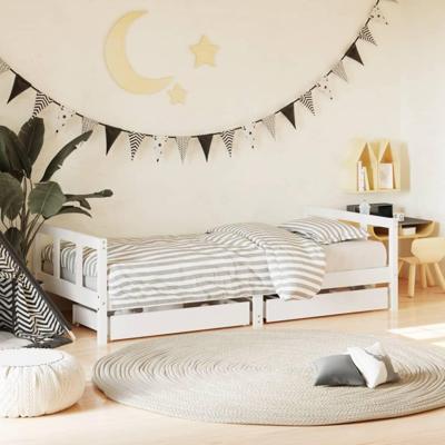 Kinderbedframe met lades 90x190 cm massief grenenhout wit Kinderbedframe met lades 90x190 cm massief grenenhout wit