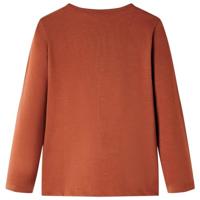 Kindershirt met lange mouwen dierenprint 92 cognackleurig - thumbnail