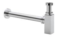 Wiesbaden Luxe bekersifon vierkant incl muurbuis en rozet. Chroom - thumbnail