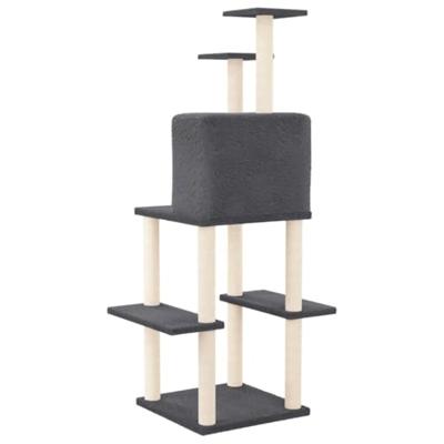 Kattenmeubel met sisal krabpalen 144,5 cm donkergrijs - thumbnail