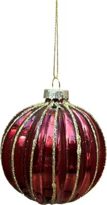 Kerstbal bol lijn ossenbloed 8 cm Uniplant - Uniplant