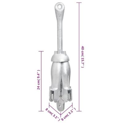 VidaXL Anker met touw inklapbaar 3,2 kg smeedijzer zilverkleurig VidaXL Anker met touw inklapbaar 3,2 kg smeedijzer zilverkleurig