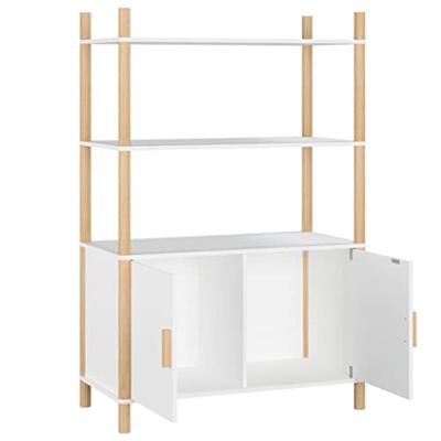 Hoge kast 80x40x121 cm bewerkt hout wit