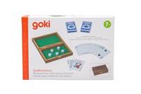 Goki houten speelkaartenbox met 5 dobbelstenen en 2 sets kaarten - thumbnail