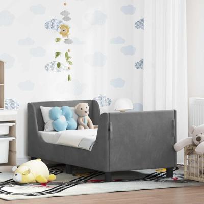 Peuterbedframe met hoofdbord Donkergrijs 70 x 140 cm Fluweel Peuterbedframe met hoofdbord Donkergrijs 70 x 140 cm Fluweel
