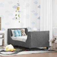 Peuterbedframe met hoofdbord Donkergrijs 70 x 140 cm Fluweel - thumbnail