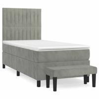 Boxspring met matras fluweel lichtgrijs 90x190 cm - thumbnail