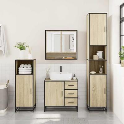 2-delige Badkamermeubelset bewerkt hout sonoma eikenkleurig