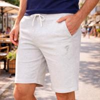 Heren Sweatshort Nes | Witgrijs - thumbnail