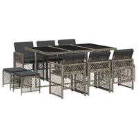 11-delige Tuinset met kussens poly rattan grijs - thumbnail