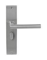 Deurklink Uno rvs basis op langschild vrij- en bezet 63mm - thumbnail