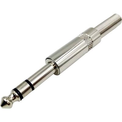 Conrad Components 1408830 Jackplug 6,35 mm Stekker, recht Aantal polen: 3 Stereo Zilver 1 stuk(s)