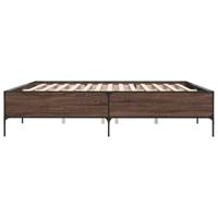 Bedframe bewerkt hout metaal bruin eikenkleur 200x200 cm - thumbnail