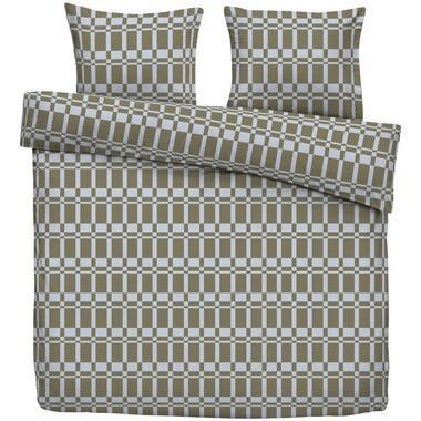 Dekbedovertrek Glasgow - groen/off-white - 200x200/220 cm - Leen Bakker